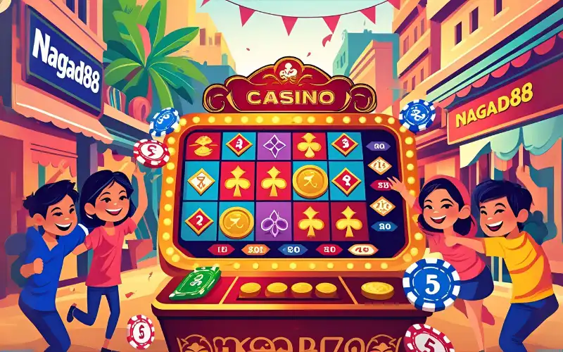 Excited player checking daily reward notification from Nagad88 Casino on phone.