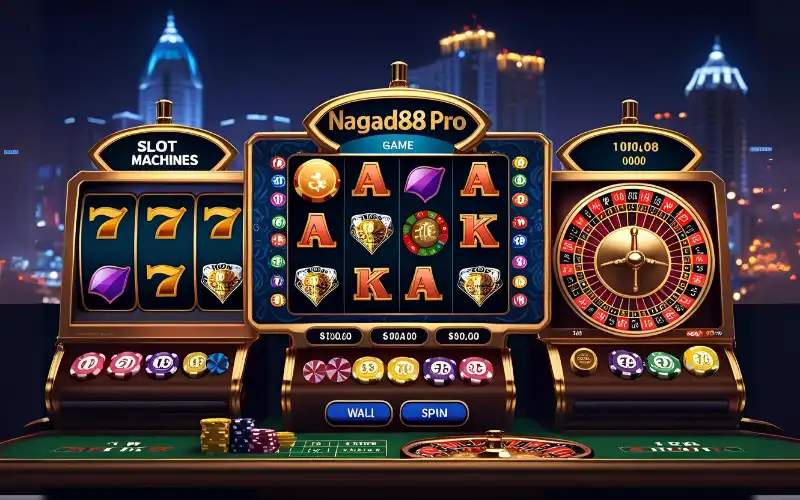Nagad88 Pro online casino interface with slots, cards, and live games