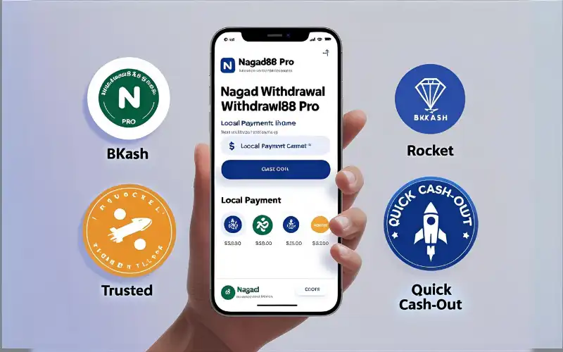 Mobile screen showing Nagad88 Pro withdrawals via Nagad app