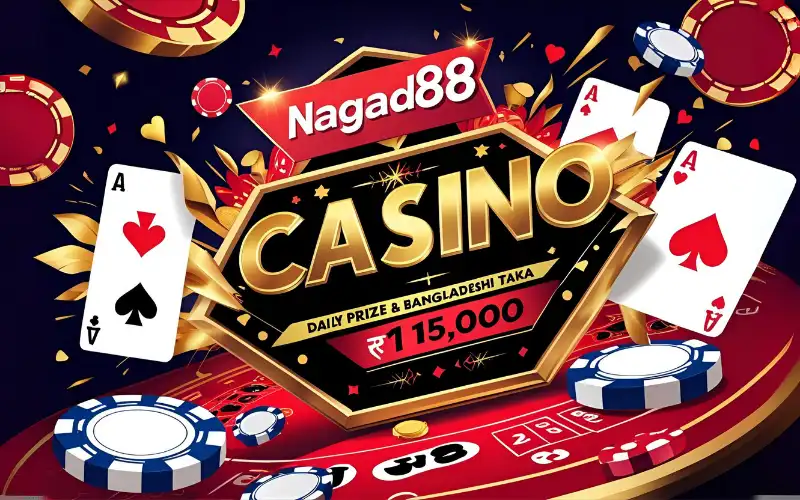 Colorful slot reels spinning on a phone screen with ৳15K popping out.