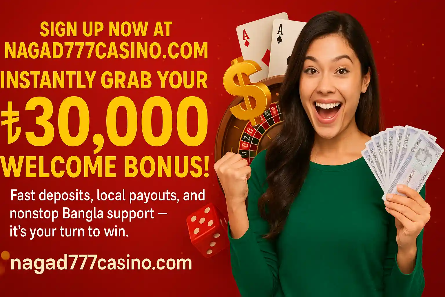User unlocking a ৳30,000 bonus on nagad777casino.com from their phone